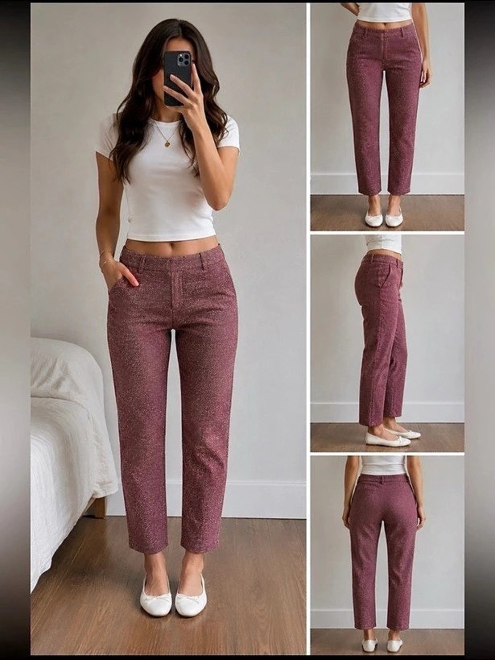 Mauve Express Columnist Ankle Mid Rise Pant Geometric Pants 4L